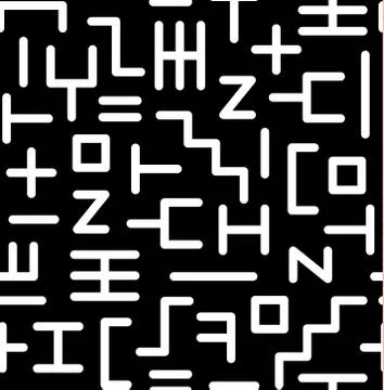 Abstract random geometric shapes of the lines seamless pattern in black and w Stock Illustration