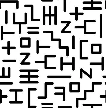 Abstract random geometric shapes of the lines seamless pattern in black and w Stock Illustration