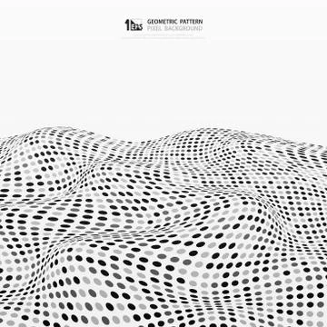 Abstract random gray and black dots stripe wave pattern background. Stock Illustration