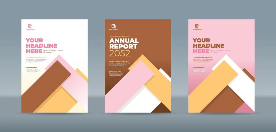 Abstract random rectangle bars on brown, pink and white background book cov.. Stock Illustration