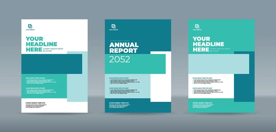 Abstract random rectangle bars on green tosca background book cover template Stock Illustration