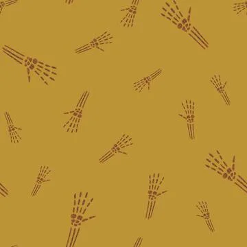 Abstract random seamless anatomical pattern with beige bone hands print. Oran Illustrazione stock