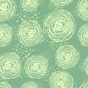 Abstract random seamless pattern with circle. Green background with splashes. Stock Illustration