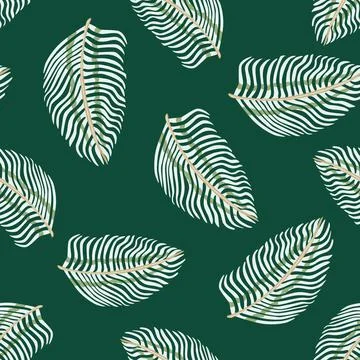 Abstract random seamless pattern with doodle fern leaf silhouettes shapes. Da Stock Illustration