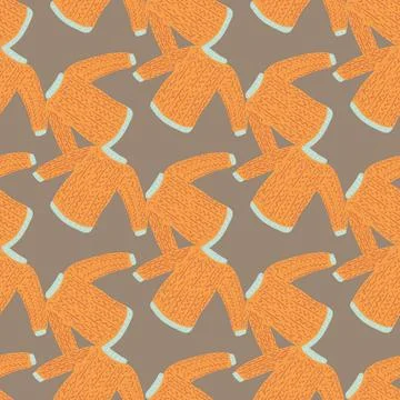 Abstract random seamless style pattern with orange merino sweater print on gr Illustrazione stock