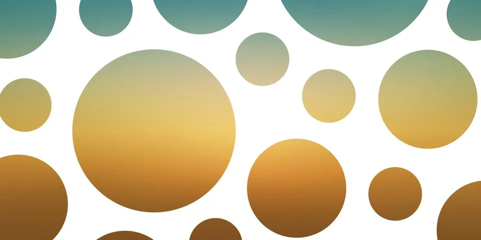 Abstract Random Sized Transparent Circles Pattern on Colorful Blurred Sunse.. Illustrazione stock