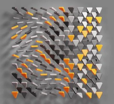 Abstract random triangle pattern. 3D painting in square frame, graphic design Illustrazione stock