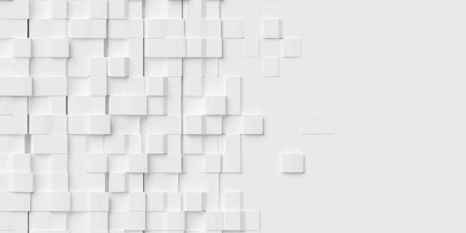 Abstract random white cube boxes block background wallpaper banner geometry.. Stockillustratie