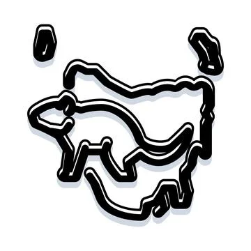 Abstract rat outline drawing with shadow Stock Illustration
