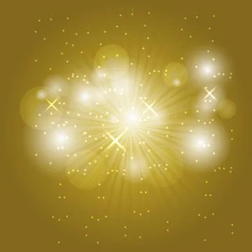 Abstract ray light on golden background Stock Illustration