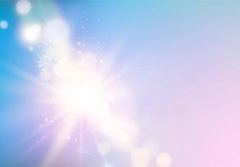Abstract rays with bokeh over blue sky. Glitter defocused lights. Sparkle bokeh Stock Illustration