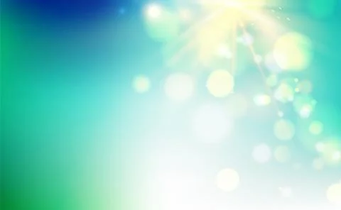 Abstract rays with bokeh over blue sky. Glitter defocused lights. Sparkle bokeh Stock Illustration