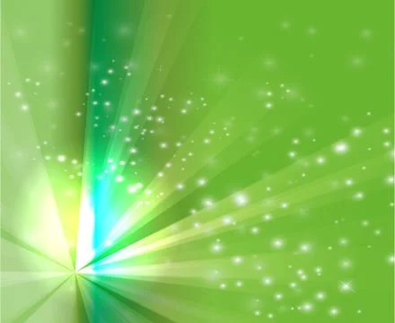 Abstract rays burst light on green background Stock Illustration