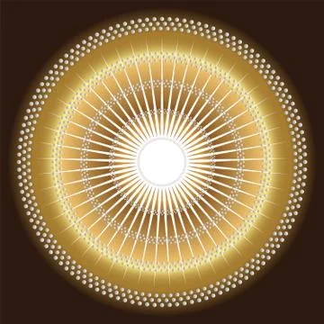 Abstract rays circular dark yellow, brown background Stock Illustration