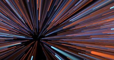 Abstract rays of light emanating from one point, moving in space. Stock Illustration