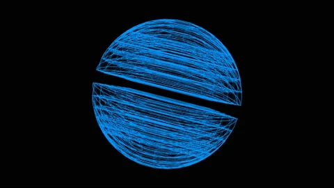 Abstract rays round sphere rotating. Blue particle energy sphere Stock Footage 164206046