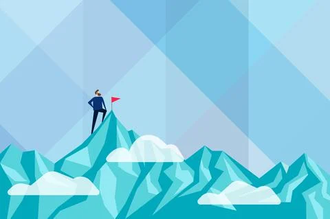Abstract Reaching Achieving Goal Result Hard Work Concepts Colorful Motivational Stock Illustration