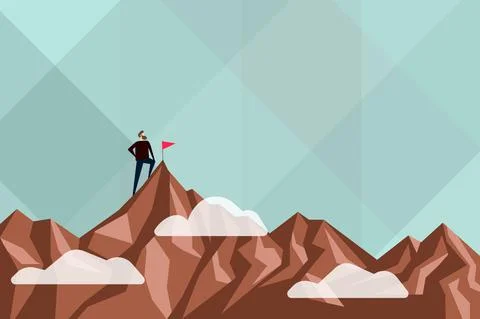 Abstract Reaching Achieving Goal Result Hard Work Concepts Colorful Motivational Stock Illustration