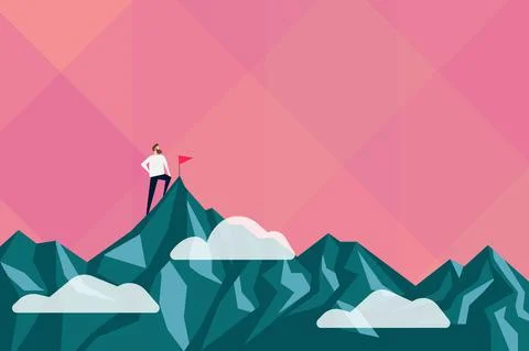 Abstract Reaching Achieving Goal Result Hard Work Concepts Colorful Motivational Stock Illustration