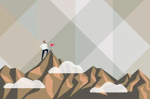 Abstract Reaching Achieving Goal Result Hard Work Concepts Colorful Motivational Stock Illustration