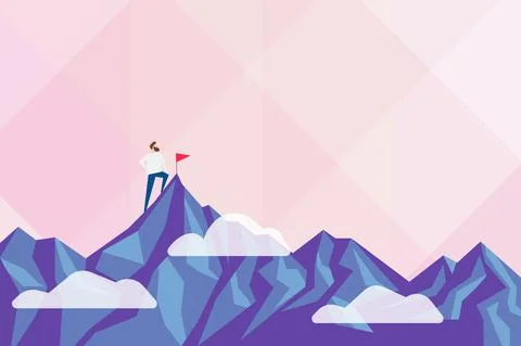 Abstract Reaching Achieving Goal Result Hard Work Concepts Colorful Motivational Stock Illustration
