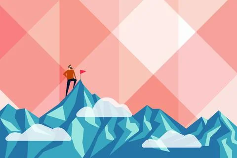 Abstract Reaching Achieving Goal Result Hard Work Concepts Colorful Motivational Stock Illustration