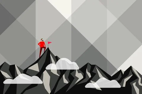 Abstract Reaching Achieving Goal Result Hard Work Concepts Colorful Motivational Stock Illustration