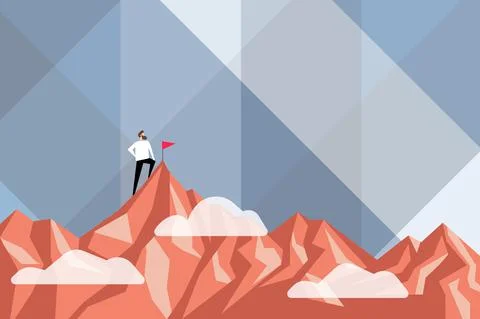 Abstract Reaching Achieving Goal Result Hard Work Concepts Colorful Motivational Stock Illustration