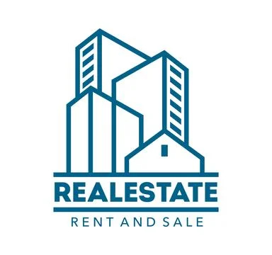 Abstract real estate icon with linear skyscrapers Stock Illustration