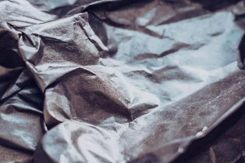 Abstract real paper surface background. Aluminum Platinum Silver foil. Wrinkled 写真素材