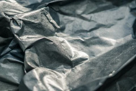 Abstract real paper surface background. Aluminum Platinum Silver foil. Wrinkled Foto stock