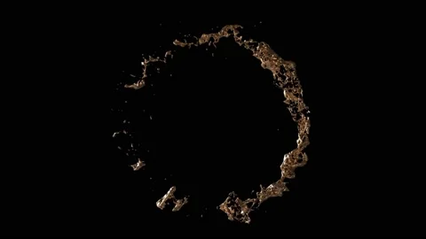 Abstract realistic 3D gold liquid flowing on black background Stock Footage 239979596