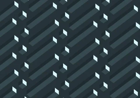 Abstract realistic 3D gray geometric cubes pattern on black background. Stock Illustration