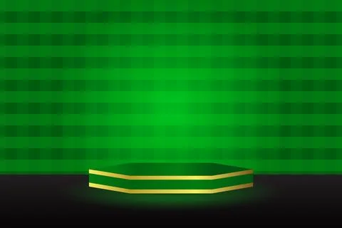Abstract Realistic 3D green hexagonal pedestal or podium. Green minimal pro.. Stock Illustration