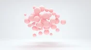 Abstract Realistic 3D Shapes Pastel Pink Balls Flying. 4K Render Animation Foota Stock Footage