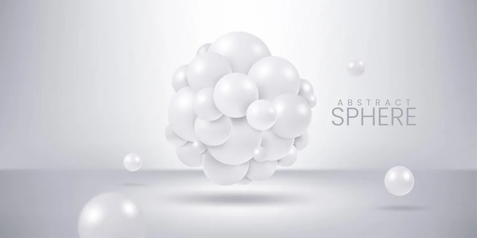 Abstract realistic 3d spheres composition in white background Stock Illustration