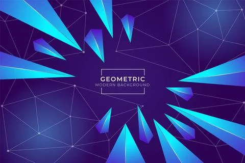 Abstract Realistic Blue Diamond Shape Modern Background with Connected Dots P Stock Illustration