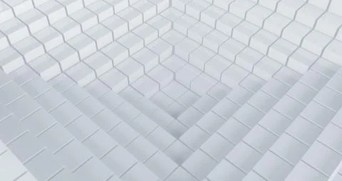 Abstract realistic design of white cubes step floor ,grid and square shape Stock Illustration