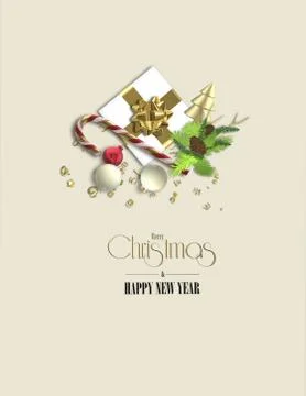 Abstract realistic flat lay Christmas card Stock Illustration