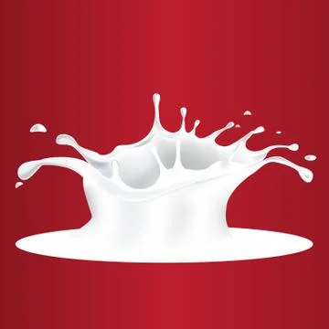 Abstract realistic milk drop with splashes isolated on blue background. Each Stock Illustration