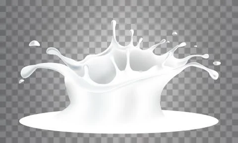 Abstract realistic milk drop with splashes isolated on blue background. Each Stock Illustration