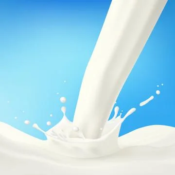 Abstract Realistic Milk Splashes From Drop Isolated On Blue Background 库存插图