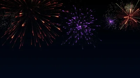 Abstract realistic multicolor explode on night sky for new year celebration Stock Footage 259456555