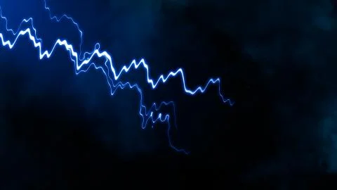 Abstract realistic nature lightning thunder background . Bright curved line o Stock Illustration