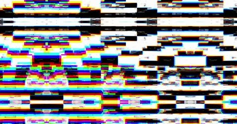 Abstract realistic screen glitch flickering, analog vintage TV signal Video stock 75389932
