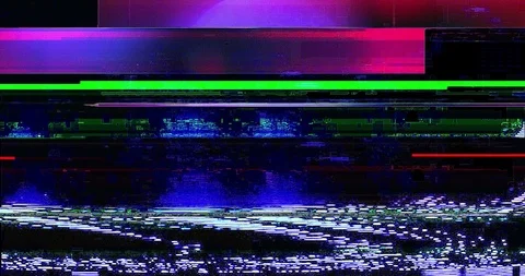 Abstract realistic screen glitch flickering, multicolor analog vintage TV signal Stock Footage