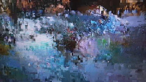 Abstract realistic screen glitch flickering, analog vintage TV signal with bad Stock Footage 102732977