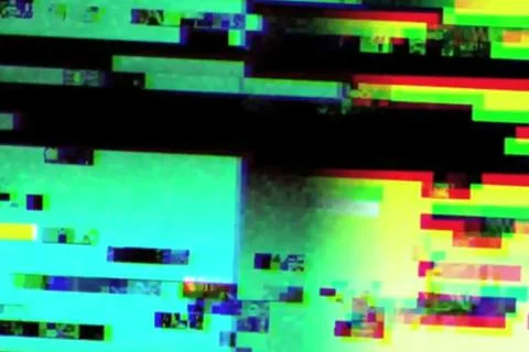 Abstract realistic screen glitch flickering, analog vintage TV signal with ba Stock Illustration