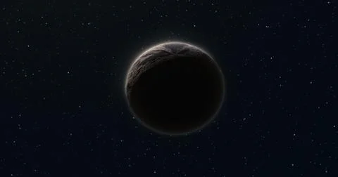 Abstract realistic space planet round sphere with a stone relief surface in s Illustrazione stock
