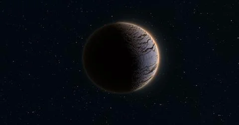 Abstract realistic space planet round sphere with a stone relief surface in s Stock Illustration